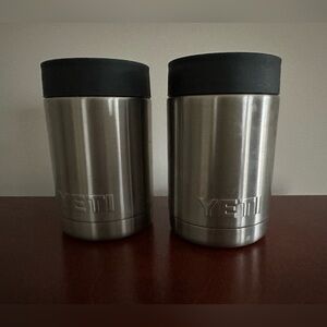 YETI Stainless Steel Can Coolers with Black Lids